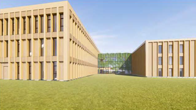 Visualisierung des geplanten Neubaus am European Campus Rottal-Inn in Pfarrkir-chen 